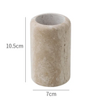 Wabi-Sabi Luxus Badezimmer-Set – Keramik & Travertin | Seifenspender, Mundspülbecher, Zahnputzbecher & Seifenschale