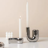 SilverLuxe Elektroplattierter Keramik-Kerzenhalter