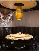 ZenGlow Naturé – Handgewebte Retro Bonbon Hängeleuchte aus Hanfseil und Rattan | Japanisches Design