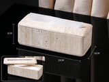 StoneHaven Travertin Badezimmer-Set – 6-teiliges Luxus-Waschbecken-Accessoire aus Naturstein