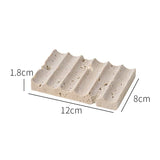 Wabi-Sabi Luxus Badezimmer-Set – Keramik & Travertin | Seifenspender, Mundspülbecher, Zahnputzbecher & Seifenschale