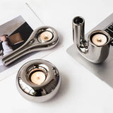 SilverLuxe Elektroplattierter Keramik-Kerzenhalter