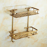 VintageStone Messing Duschablage – Antikes Eckregal für Seife, Shampoo & Badutensilien