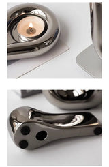 SilverLuxe Elektroplattierter Keramik-Kerzenhalter