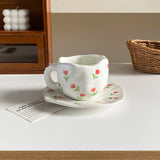 NordicSky handgeformte Keramik-Kaffeetasse & Untertasse