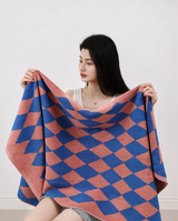 Luxuriöses Gewebtes Baumwollhandtuch – Gestreifte Geometrische Rauten, Absorbierendes Gesichts