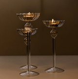 StriatoÉlite Luxuriöser Glas-Kerzenhalter auf Fuß