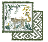 CA-Stil Luxuriöser Leoparden-Kissenbezug – Vintagegrüner Panthera-Zierkissenbezug