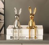 LuxeCeram Langohren-Kaninchen – Keramische Sitzfigur für Exklusive Wohnraumdekoration