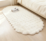 Luxus Ovaler Faux-Kaninchenfell Teppich – Extra Plüschiger Bubble-Velvet Teppich für Wohnzimmer & Schlafzimmer