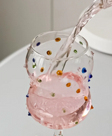 Kreatives Bunt Gepunktetes Weinglas – Elegantes Borosilikat-Weinglas