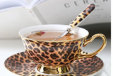 Retro-Leopardenmuster-Kaffeetasse mit Untertasse – Elegantes Espresso- & Teeservice