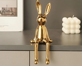 LuxeCeram Langohren-Kaninchen – Keramische Sitzfigur für Exklusive Wohnraumdekoration