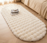 Luxus Ovaler Faux-Kaninchenfell Teppich – Extra Plüschiger Bubble-Velvet Teppich für Wohnzimmer & Schlafzimmer