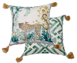 CA-Stil Luxuriöser Leoparden-Kissenbezug – Vintagegrüner Panthera-Zierkissenbezug