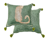 CA-Stil Luxuriöser Leoparden-Kissenbezug – Vintagegrüner Panthera-Zierkissenbezug