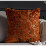 Luxuriöser Europäischer Damast-Kissenbezug aus geschnittenem Velours – Authentischer Barockstil | Retro-eleganter Zierkissenbezug