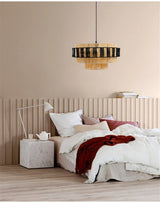 ZenGlow Naturé – Handgewebte Retro Bonbon Hängeleuchte aus Hanfseil und Rattan | Japanisches Design