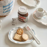 Retro Ovale Keramische Servierschale – Minimalistische Unregelmäßige Frühstücks