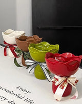 Keramik Rose Bloom Design Väschen – Luxus-Rosenförmige Keramikvase