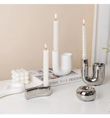 SilverLuxe Elektroplattierter Keramik-Kerzenhalter
