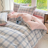 SoftLuxe Japanisches Bettwäsche-Set (3-teilig) – Extra weich & hautfreundlich mit gestreift-kariertem Design