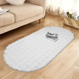 Luxus Ovaler Faux-Kaninchenfell Teppich – Extra Plüschiger Bubble-Velvet Teppich für Wohnzimmer & Schlafzimmer