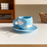 NordicSky handgeformte Keramik-Kaffeetasse & Untertasse