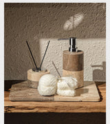 Luxus Marmor-Leoparden Badezimmerkollektion – Keramik Lotionflasche, Mundspülbecher, Seifenspender & Ablage-Set