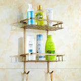 VintageStone Messing Duschablage – Antikes Eckregal für Seife, Shampoo & Badutensilien