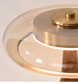 Andi Französische Walnuss Glas Tischlampe – Künstlerische Pilzlampe