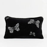 LuxePapillon Minimalistischer Schmetterling Jacquard Kissenbezug – Schwarz-Weiß Eleganz