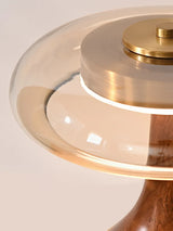 Andi Französische Walnuss Glas Tischlampe – Künstlerische Pilzlampe