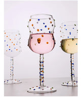 Kreatives Bunt Gepunktetes Weinglas – Elegantes Borosilikat-Weinglas
