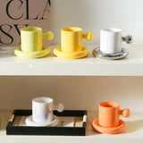 LuxeAura Keramische Kaffeetasse mit Untersetzer