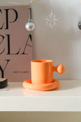 LuxeAura Keramische Kaffeetasse mit Untersetzer