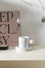 LuxeAura Keramische Kaffeetasse mit Untersetzer