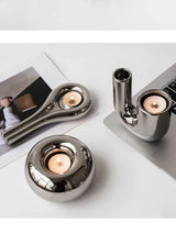 SilverLuxe Elektroplattierter Keramik-Kerzenhalter