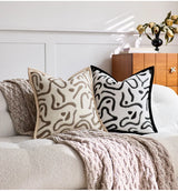 LuxeStripe Schwarz-Weiß Chenille Kissenbezug