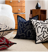 LuxeStripe Schwarz-Weiß Chenille Kissenbezug