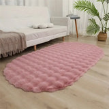 Luxus Ovaler Faux-Kaninchenfell Teppich – Extra Plüschiger Bubble-Velvet Teppich für Wohnzimmer & Schlafzimmer