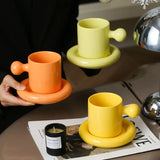 LuxeAura Keramische Kaffeetasse mit Untersetzer