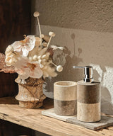 Luxus Marmor-Leoparden Badezimmerkollektion – Keramik Lotionflasche, Mundspülbecher, Seifenspender & Ablage-Set