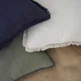 LinoFringe Set von 2 Dekorative Leinen-Lendenkissenbezüge