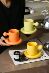 LuxeAura Keramische Kaffeetasse mit Untersetzer