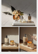 Luxus Marmor-Leoparden Badezimmerkollektion – Keramik Lotionflasche, Mundspülbecher, Seifenspender & Ablage-Set