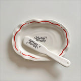 Retro Ovale Keramische Servierschale – Minimalistische Unregelmäßige Frühstücks