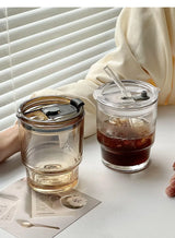 Bubblino Transparenter Glasbecher mit Strohhalm & Deckel