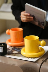 LuxeAura Keramische Kaffeetasse mit Untersetzer