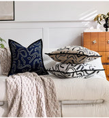 LuxeStripe Schwarz-Weiß Chenille Kissenbezug